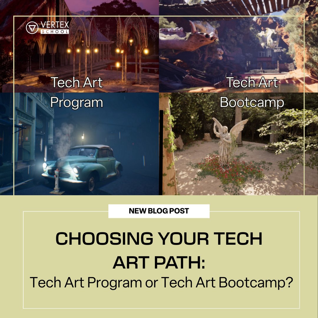 Not sure whether to start with the Tech Art Program or jump straight into the Tech Art Bootcamp? 🤔

Read here: artstation.com/blogs/vertexsc…

#techart #techartist #technicalart #gameart #gamedev #gamedevelopment #environmentart #3dart #vfxartist #unrealengine #ue5 #vertexschool