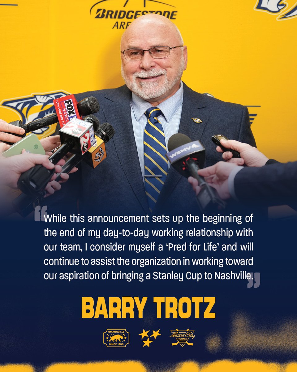 #Preds General Manager Barry Trotz announces his retirement and plans for the future. 

Read more » preds.club/4kgOvSA