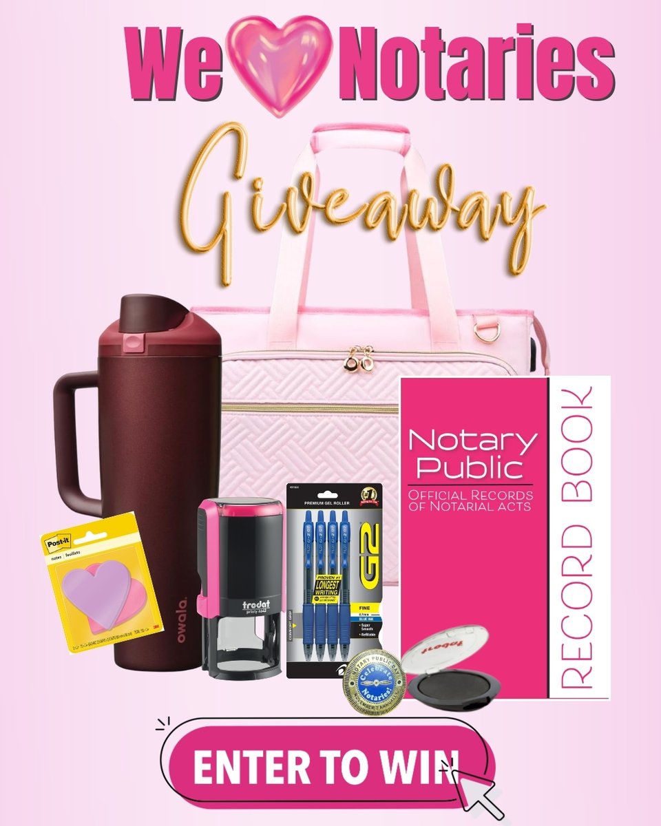 Notaries, enter to WIN! ---> n.ntry.pub/zKZbN

Deadline to enter is 2/12. Winner will be announced on 2/13 via social media-make sure you are following us on your favorite platform to find out if you won!