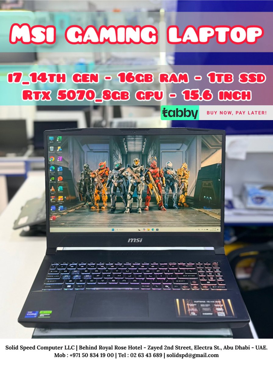 solidspd's tweet image. Tabby Available with 4 instalment
𝐒𝐨𝐥𝐢𝐝 𝐒𝐩𝐞𝐞𝐝 𝐂𝐨𝐦𝐩𝐮𝐭𝐞𝐫 
Electra Street, Abudhabi
Ph no - 𝟎𝟓𝟎𝟖𝟑𝟒𝟏𝟗𝟎𝟎
Mail id - 𝒔𝒐𝒍𝒊𝒅𝒔𝒑𝒅@𝒈𝒎𝒂𝒊𝒍.𝒄𝒐𝒎