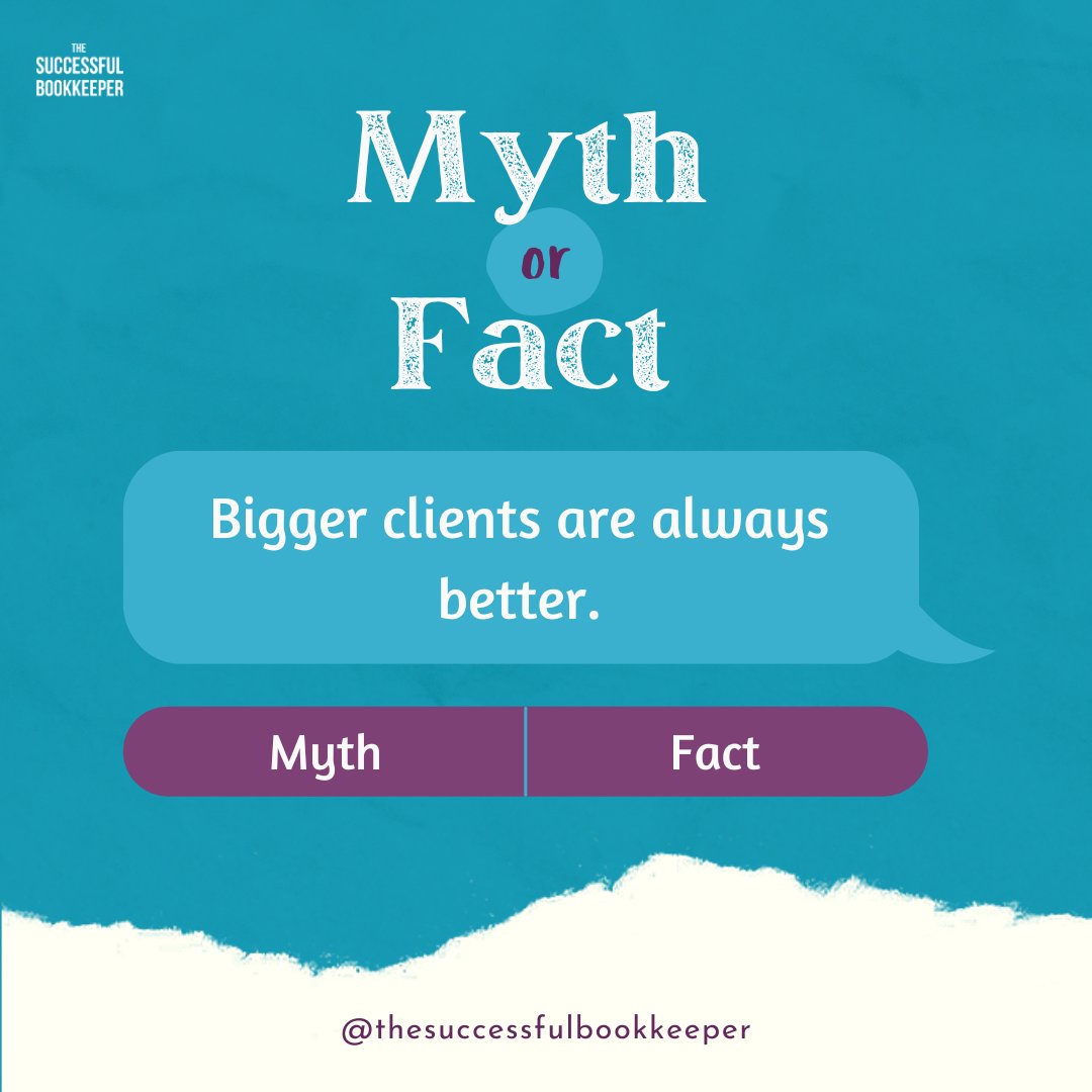 thesuccessfulbk's tweet image. Myth: Bigger clients are always better.
Fact: The best clients value your work and pay on time.

Size doesn’t equal fit. The right clients respect your process and make your business easier and more profitable to run.

#BookkeeperLife #ClientFit #BookkeepingBusiness