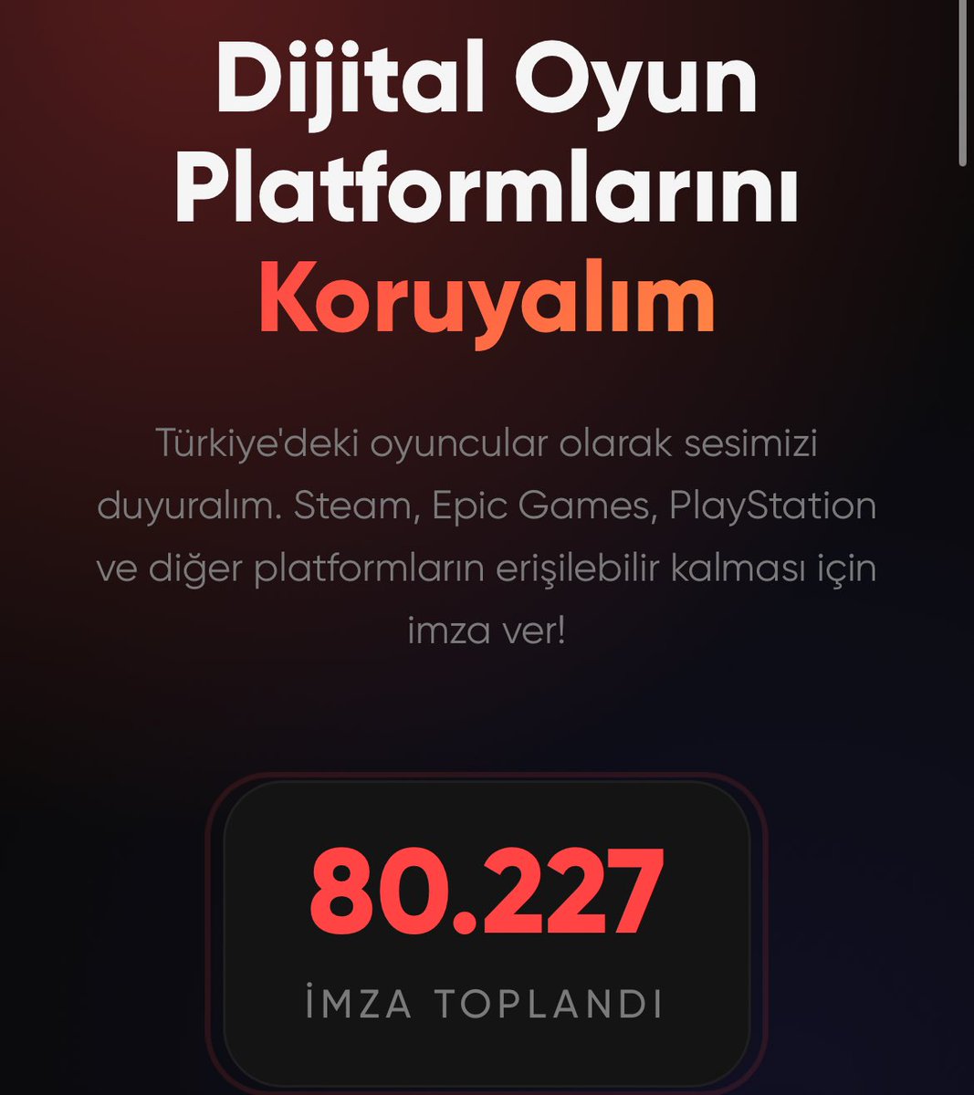 Dijital oyun mağazalarının özgürce erişilebilir kalması için imza verebilirsin.

🔗oyunumadokunma.com

#OYUNUMADOKUNMA