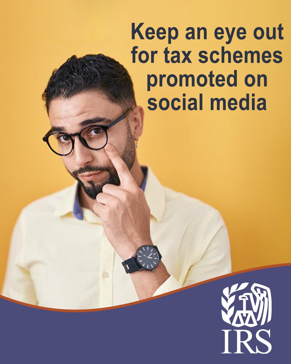 IRStaxsecurity's tweet image. IRS alerts you to the latest scams on social media, including those promising huge refunds by falsely claiming certain tax credits. Take time to learn how to avoid them:  irs.gov/scams