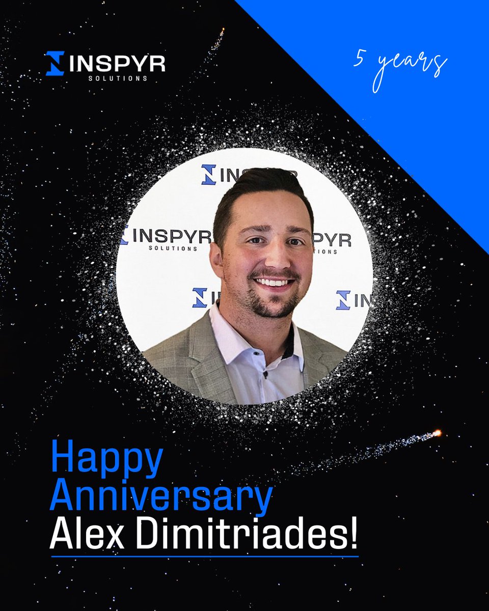 INSPYRSolution's tweet photo. Happy anniversary, Alex! Congratulations on 5 years with INSPYR Solutions. We look forward to your continued growth as part of our team.

Interested in joining INSPYR Solutions? Check out our career opportunities and apply today: https://t.co/WyUnFtmIWI  #INSPYRculture https://t.co/Vi6zOfJtau