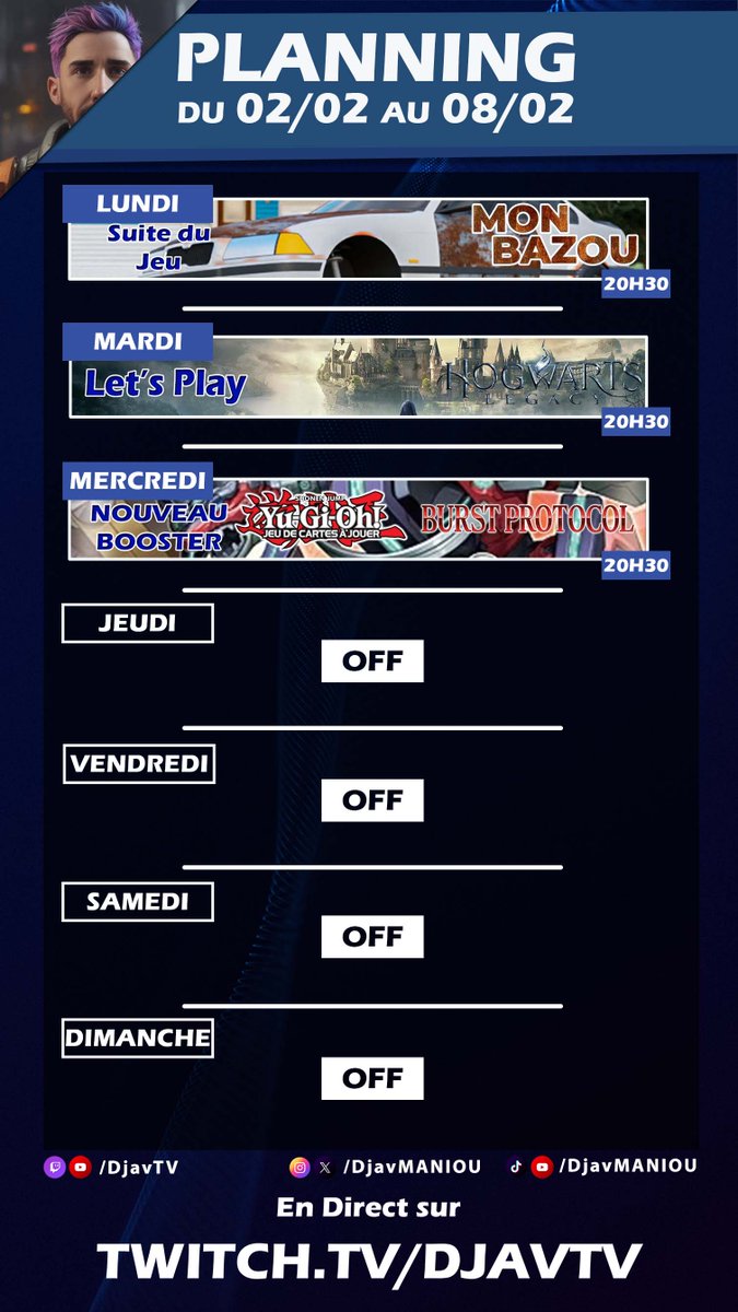 Planning de la semaine ! 
Semaine légère car déplacement a <a href="/DisneylandParis/">Disneyland Paris</a> Pour le Week-end ! Mercredi on s'ouvre 3 display BPRO
