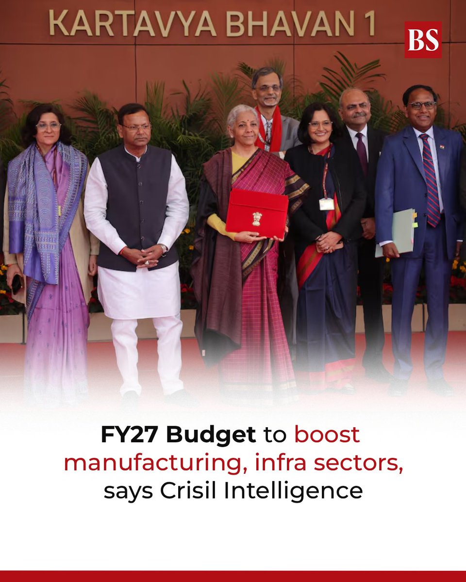 bsindia's tweet photo. The Union Budget for the financial year 2026-27 keeps the long-term vision for the economy at its forefront, according to a report by Crisil Intelligence.
Details: https://t.co/48ISnJXGyc
#UnionBudget #Budget2026 #CrisilIntelligence #NirmalaSitharaman #IndianEconomy | @RishikagarwaI