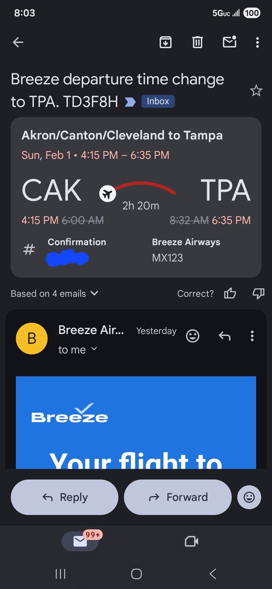 MrYankeeFan's tweet photo. Somehow, @BreezeAirways isn't at all liable for this delay. And their customer support chat doesn't give you a straight answer. Damn, I was just getting to like this Airline too https://t.co/tA2eJK5QjA