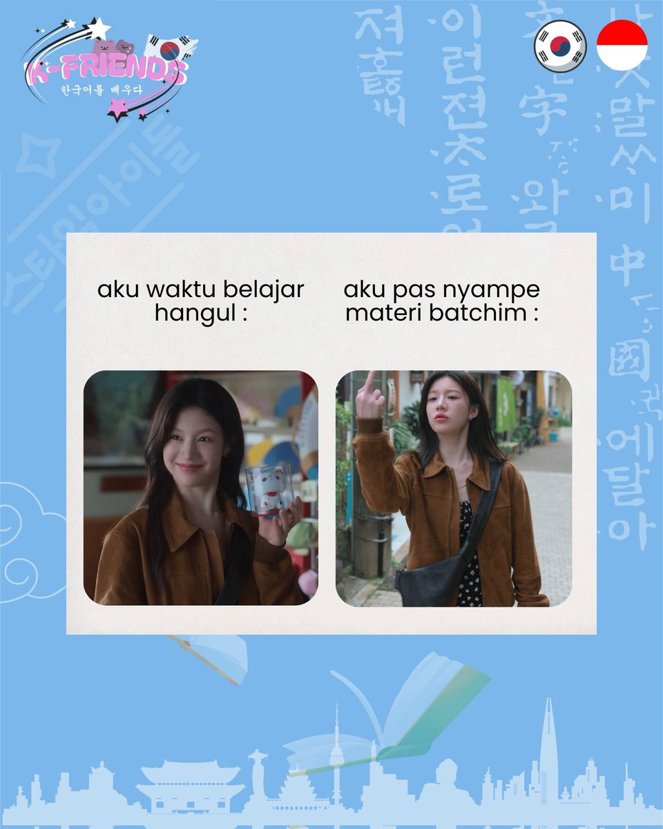 Kfriends___'s tweet photo. Kenapa sih Batchim susah banget ? 
ya gak tau... mikir kids 😏
Yang bilang Batchim "seru" yuk temenan s@ma minfriend 🤭
📌 Follow &amp; join us 
Instagram : K-friends__
TikTok : K-friends__
Twitter : K-friends__
K-friends, we start and learn together 
#KfriendsCommunity
#Belajarkorea https://t.co/104hr6PlZI