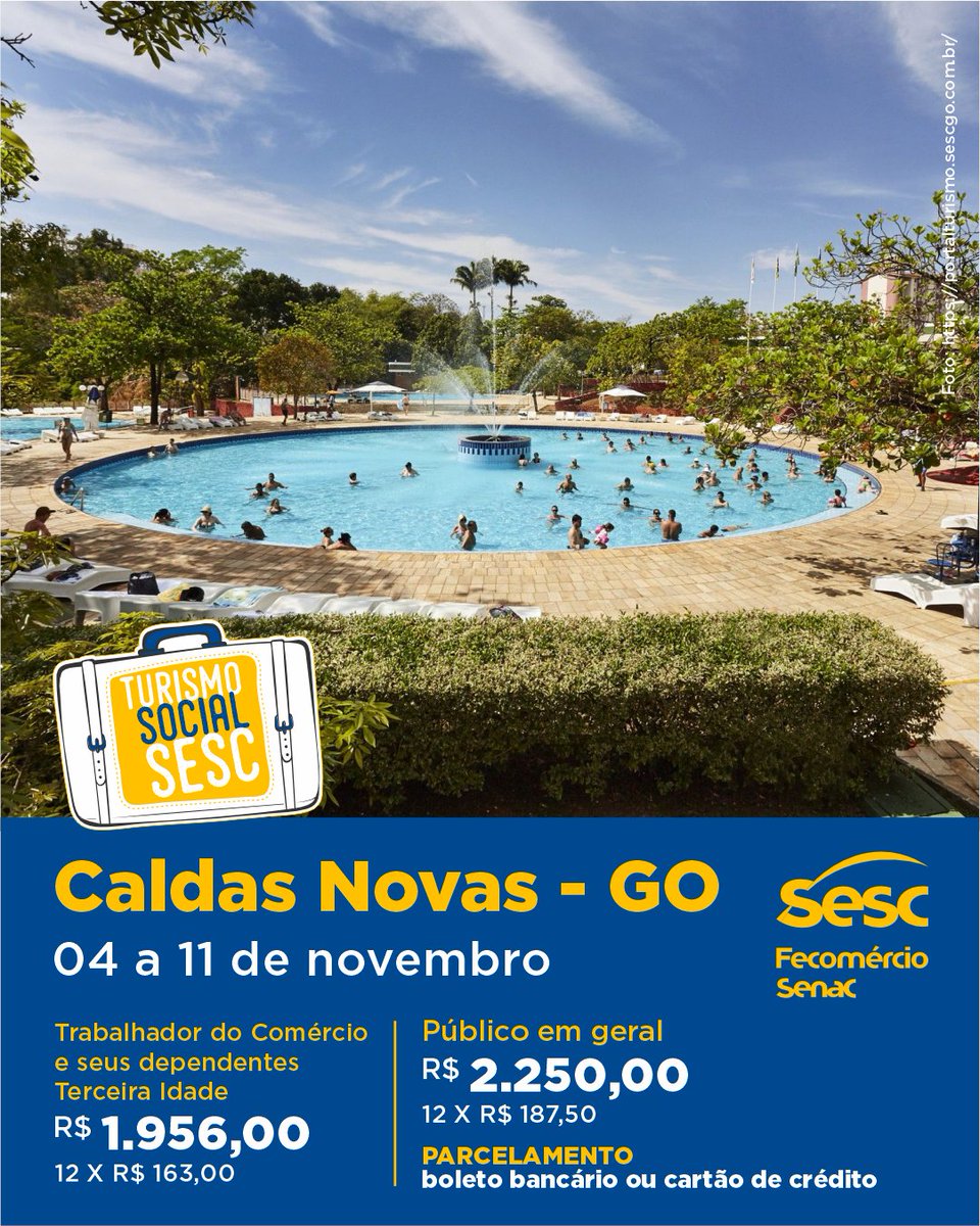 Já sabe qual será seu próximo destino? 🤔🗺️Vem viajar com a gente!

Só com o Turismo Social Sesc você conhece lugares incríveis com segurança, qualidade e valores especiais.

Para mais informações: ☎️ (63) 3219-9100