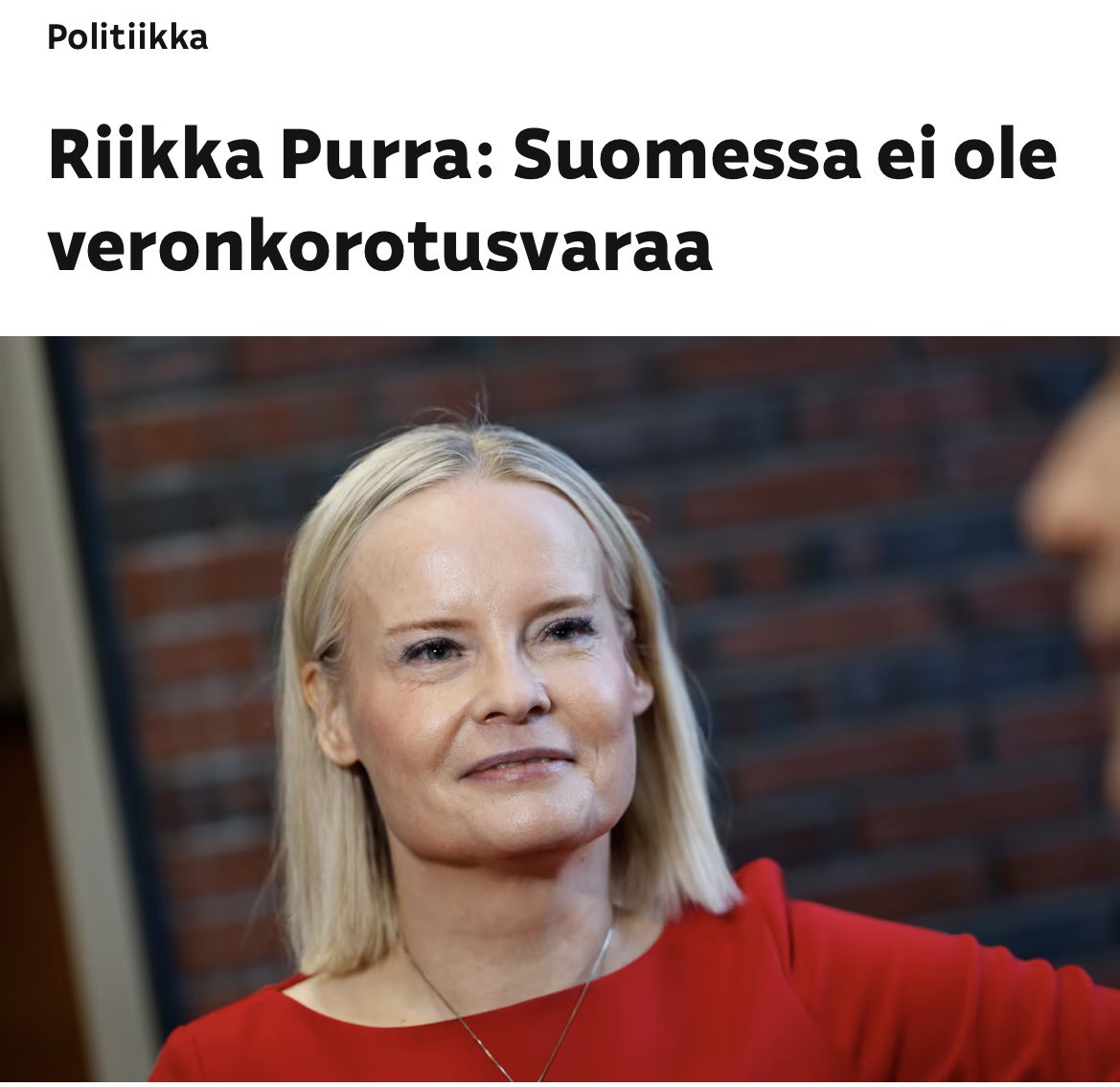 Sen sijaan menopuolella ei ihan pian toissijaisen karsimisen vara ole loppumassa. 

👉 Jarrua menopuolelle, kaasua uudistuksiin ja Suomen taudin parantamiseen.