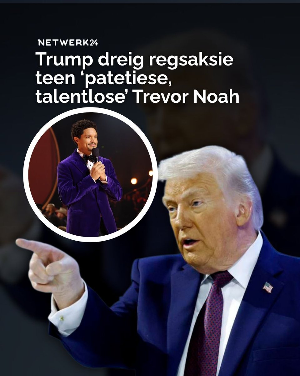 Beeld_Nuus's tweet photo. Pres. Donald Trump dreig om regstappe teen Trevor Noah te doen weens kommentaar wat hy tydens die Grammy-toekenningsgeleentheid gelewer het. ||#DonaldTrump #TrevorNoah #Grammy #netwerk24 #nuusinafrikaans #afrikaansenuus
https://t.co/rEQ7Idp2Be https://t.co/VHlKT4Bjbf