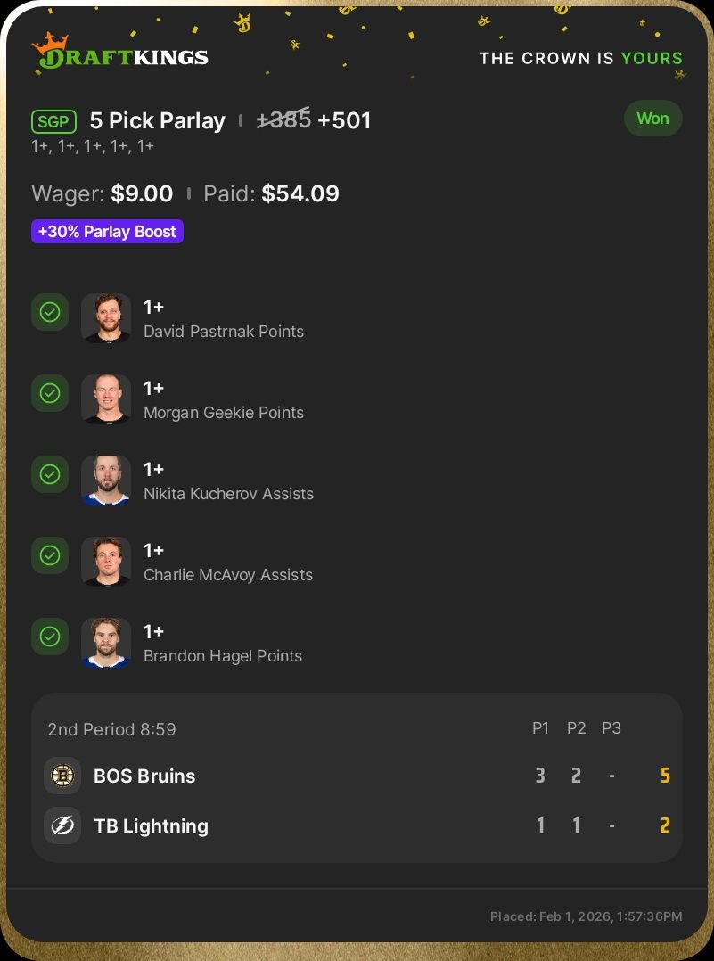 TheBoardVIP's tweet photo. 🏒🔥cash it 
#DraftKings #SportsBettingX #Discord https://t.co/j9UjIC0pVI