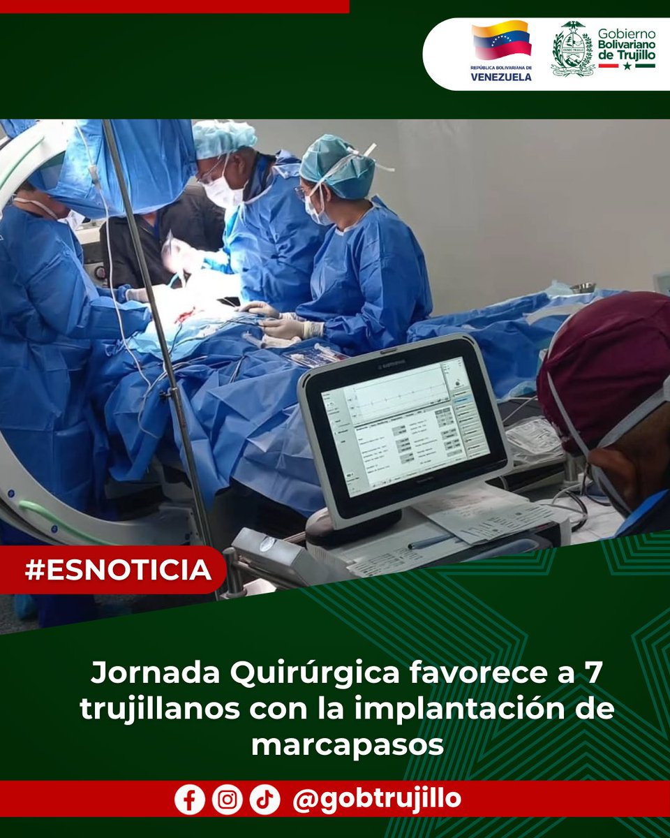 GobTrujillo's tweet photo. 🩺 ¡Salud garantizada! En el Hospital "Dr. José Gregorio Hernández" de Trujillo, se realizó con éxito la jornada de implantación de marcapasos, beneficiando a 7 trujillanos con dispositivos bicamerales. 🏥

Una respuesta eficiente del 1x10 del Buen Gobierno.

#Trujillo #Salud https://t.co/Uiq4MijJ7B