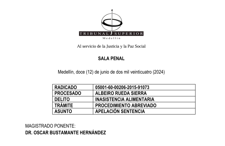 JurisprudenCol's tweet photo. El acusado siempre ha tenido la intención de aportar  alimentos a su hijo, y si bien lo ha hecho parcialmente, no hay  evidencia de un dolo justificado para no aportarle alimentos  

El caso en cuestión se centra en Albeiro Rueda Sierra, quien fue acusado del  delito de inasistencia alimentaria por no cumplir con su obligación de  proporcionar alimentos a su hijo menor, Harlynson Rueda Giraldo. La denuncia  fue presentada por Greicy Yulieth Giraldo Román en abril de 2015, alegando que  Rueda Sierra se había sustraído parcialmente de su obligación desde el año  2008, a pesar de tener la capacidad económica para cumplirla. En primera  instancia, el Juzgado Veintitrés Penal Municipal de Medellín absolvió al acusado,  determinando que no se había demostrado más allá de toda duda razonable la  ocurrencia del delito. La Fiscalía apeló esta decisión, argumentando que la  obligación alimentaria es un mandato constitucional que no requiere un acuerdo  formal o sentencia judicial para existir.

La Sala Penal del Tribunal Superior de Medellín revisó el recurso de apelación,  evaluando si la decisión absolutoria de primera instancia se ajustaba a la ley y  la Constitución. La obligación alimentaria, según la jurisprudencia, se basa en la  Constitución Política, especialmente en cuanto respecta a los niños, las personas  de la tercera edad y aquellas en circunstancias de debilidad manifiesta. La inasistencia alimentaria es un delito de naturaleza permanente, cuya  consumación ocurre cuando el obligado incumple la prestación de alimentos de  manera dolosa e injustificada.

El tribunal determinó que, si bien Rueda Sierra no cumplió con el pago de las  cuotas alimentarias en el plazo acordado, posteriormente realizó abonos  significativos, evidenciando su intención de cumplir con la obligación. La madre  y  la abuela del menor reconocieron que el acusado había aportado  económicamente, aunque de manera parcial y no constante. Además, se  consideró que Rueda Sierra tenía otros hijos a su cargo, lo que afectaba su  capacidad económica. 

El tribunal concluyó que no se probó una intención dolosa  de evadir la obligación alimentaria y que el incumplimiento no fue sustancial al  punto de poner en riesgo el bienestar del menor.  El tribunal confirmó la sentencia absolutoria, argumentando que imponer una  condena penal sin evidenciar dolo podría perjudicar la capacidad del acusado  para encontrar un empleo estable y mantener a sus hijos. Además, se destacó  que el acusado ha mostrado disposición para reparar el daño y cumplir con sus  obligaciones, lo cual es más beneficioso para el menor que una condena que  afectaría su capacidad de manutención.

Todo lo anterior se permite concluir que el señor Albeiro Rueda Sierra siempre  ha tenido la intención de aportar alimentos a su hijo, y si bien lo ha hecho  parcialmente, no hay evidencia de un dolo justificado para no aportarle  alimentos. La misma abuela del menor declaró que cuando el niño nació, al año  y por momentos el aportaba para la manutención, y desde la conciliación ha  estado cumpliendo, además de pagar la suma adeudada, de tal manera que no tendría asidero emitir una sentencia de condena en este caso en particular,  porque no se demostró esa intención dolosa de incumplir con su obligación  alimentaria. 

Una sentencia condenatoria implica un antecedente penal, con el  que difícilmente el señor Ruda Sierra podría encontrar un trabajo estable y así,  en modo alguno pudiera velar no solo por su menor hijo que motivó la presente  causa, sino por sus demás hijos que requieren de su apoyo económico, siendo  más importante que el padre aporte económicamente para su hijo que someterlo  a una sanción que lo perjudicaría más que al mismo padre, por lo antes dicho,  máxime teniendo en cuenta la clara intención del padre de reparar el daño  causado con la omisión presentada.

Portal de actualización Jurisprudencial. Solicita tu suscripción aquí 👉https://t.co/jUGw4X9qS2