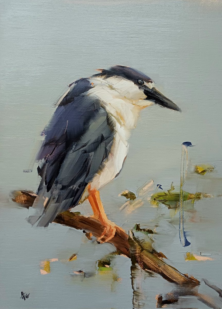 New work ! 💙🎨😍
The heron is waiting for the paint to cure. 

Drop a ❤️ if you love him ! 

✅️ Subscribe to my Newsletter to be updated when it becomes available for purchase ➡️ see Link in my BIO 

✅️ My Exclusive Available Paintings ➡️ Link in my Bio 

 #oiloncanvas