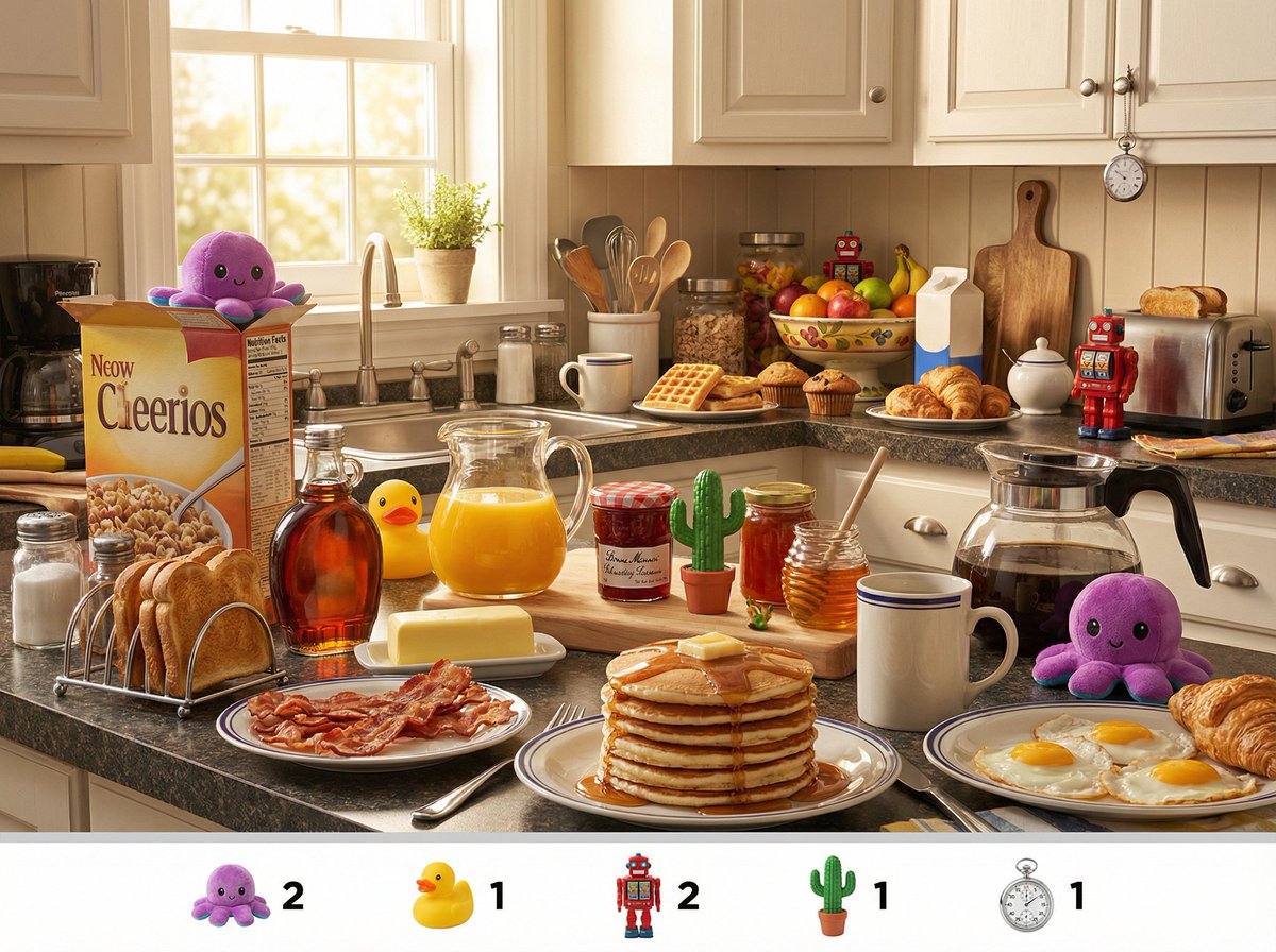 Hidden-object breakfast scene