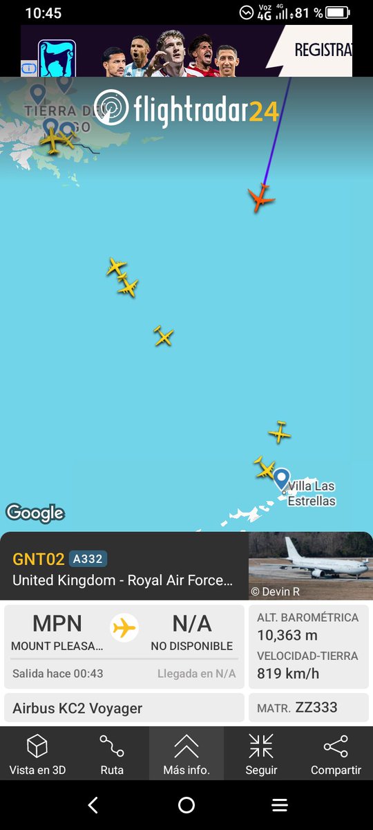 Impresionante la cantidad de aviones hacía la Antártida hoy 2/02/26.
2 militares ingleses desde Malvinas..