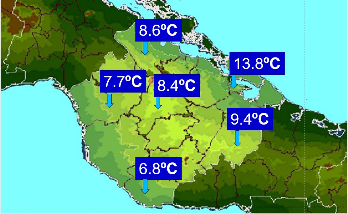 La madrugada del 2 de Febrero se comportó notablemente fría sobre la provincia de Camagüey con temperaturas que estuvieron por debajo de los 10ºC, podemos decir que la más baja ocurrió en Santa Cruz del Sur donde descendieron hasta los 6.8ºC.
