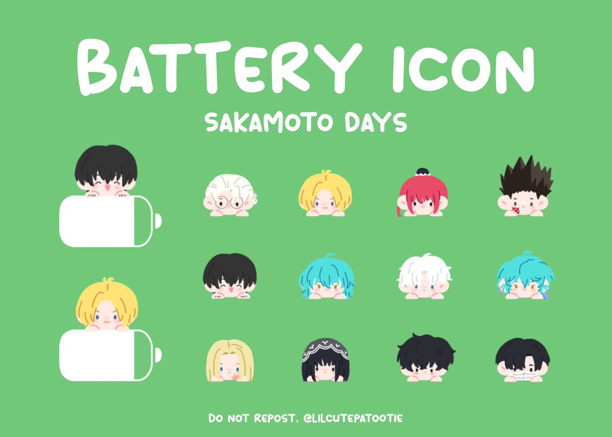 ✧˚ 🍋  ༘ giveaway 𝜗ৎ ⋆｡˚

sakamoto days 🔋 battery icon

ꖛ personal use only

🔗 drive.google.com/drive/folders/…

#SAKAMOTODAYS #サカモトデイズ