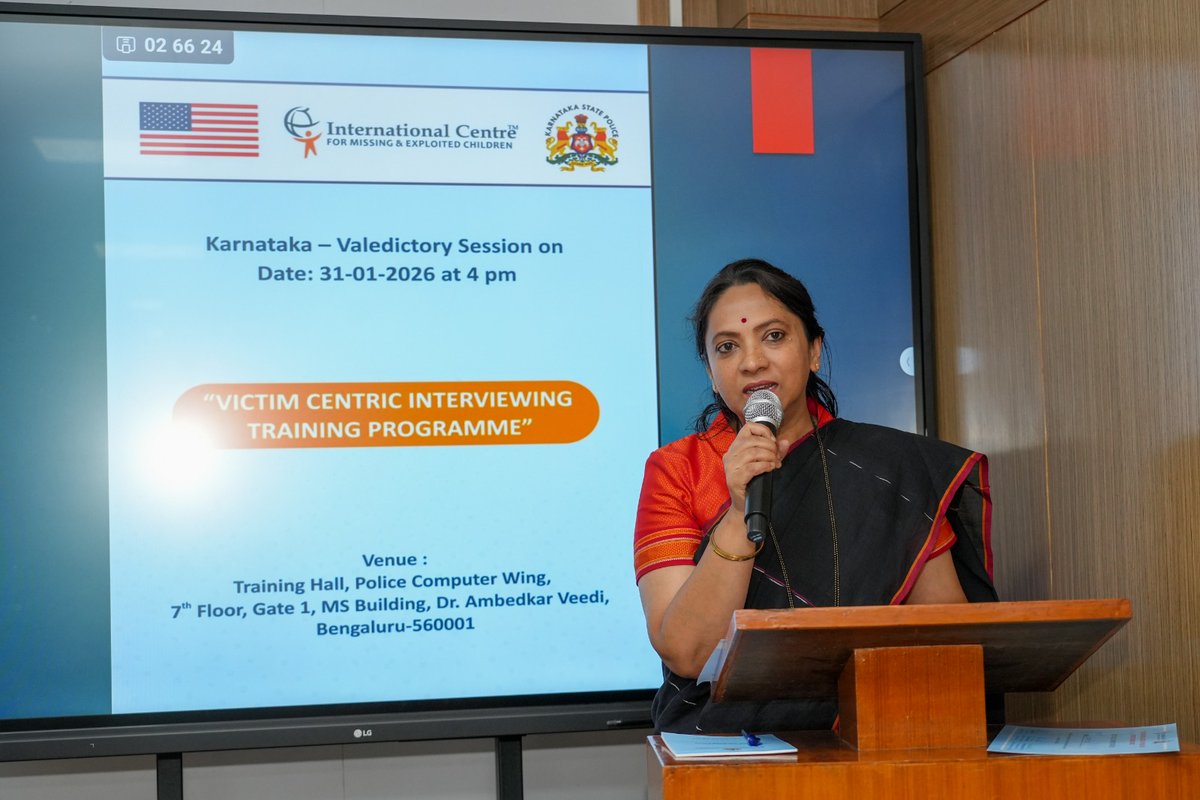 CyberRakshaka's tweet photo. Victim Centric Interviewing Training Programme | Day 2

Day 2 marked a powerful and meaningful conclusion to a highly successful training programme, the one that reinforced the importance of empathetic, trauma-informed, and survivor-focused interviewing in cases involving children.

The sessions focused on translating learning into real-world investigative practice, strengthening professional responsibility while ensuring victim safety, dignity, and well-being remain central to every interaction.

A special note of thanks to Dr. Nagalakshmi Choudhary, Chairperson, Karnataka State Commission for Women, as a Chief Guest, for graciously delivering the valedictory address. Her presence and insights added immense value to the programme, reaffirming the shared commitment towards protecting the rights, dignity, and voices of women & children.

Some of the dignitaries gracing the event were:

Dr. Pronab Mohanty, IPS, Director General of Police, Cyber Command, Karnataka,
Smt. Savitha Srinivas, IPS, Deputy Inspector General of Police, Karnataka,
Dr. Nagalakshmi Choudhary, Chairperson, Karnataka State Commission for Women,
Scott K. Schonauer, Supervisory Special Agent,
Pilar Ramirez, Vice President – National Capacity Building, ICMEC,
Guillermo Galarza, Vice President – Partnerships & Law Enforcement Training,
Dr. Geeta Sekhon, Global Consultant, United Nations,
Eva Veldhuizen Ochodnicanova, Forensic Psychologist,
Dipti Peteti, Criminal Fraud Investigator, U.S. Consulate General, Chennai – Regional Security Office,
and E. S. Bijumon, Project Director, ICMEC (India).

As the programme concluded, participants left with not just tools and techniques, but a renewed sense of purpose, to carry forward this learning and strengthen systems that are just, humane, and victim-centric.

#csam #cyberrakshak #childsafety #protectingchildren #icmec