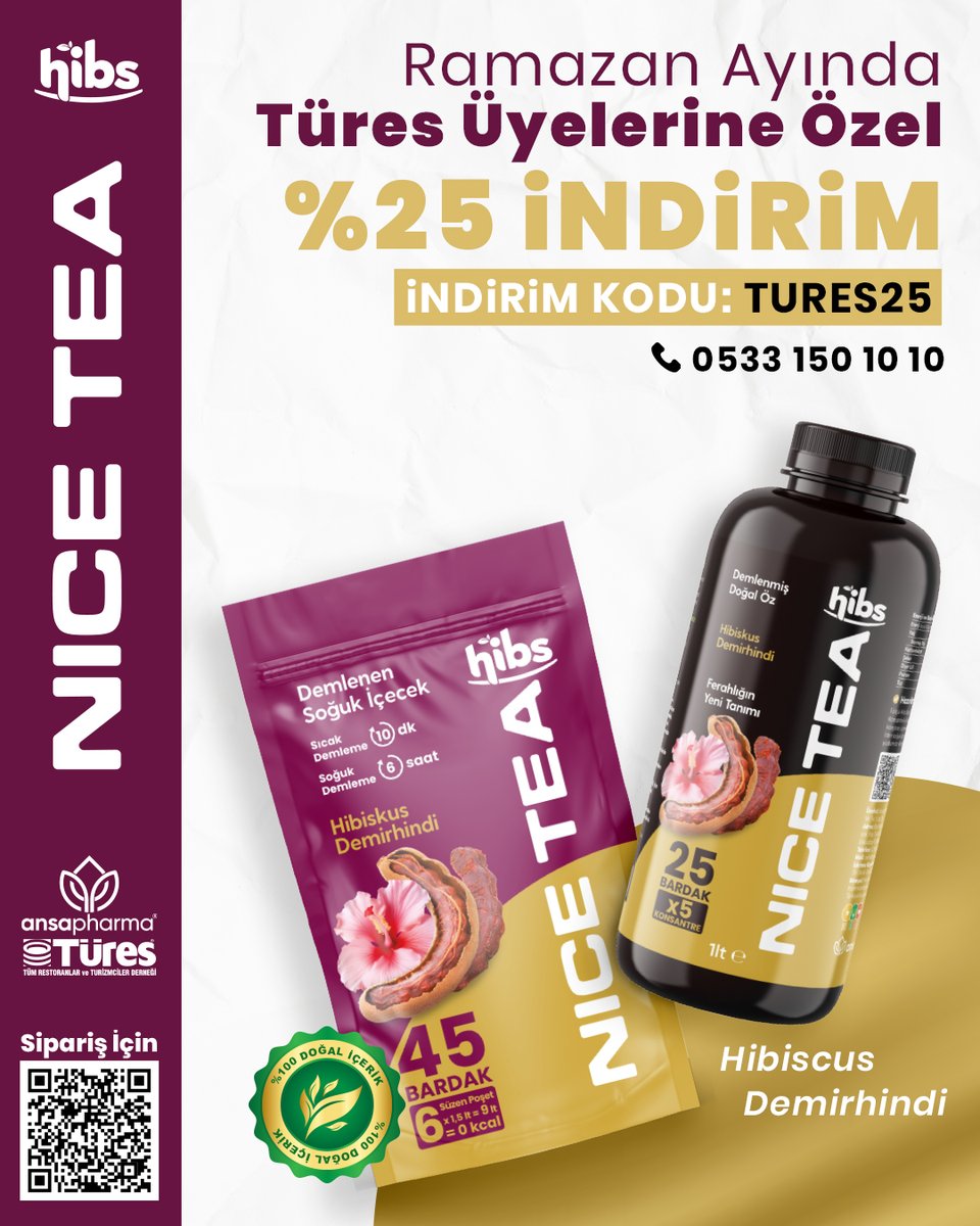 HİBS'TEN TÜRES ÜYELERİNE ÖZEL KAMPANYA

%100 doğal içerik konseptiyle üretim yapan Hibs, TÜRES üyelerine özel bir kampanya başlattı. Aşağıda yer alan link üzerinden TURES25 kodunu kullanarak alışveriş yapan üyelerimiz Hibs ürünlerine %25 indirimli fiyat avantajıyla