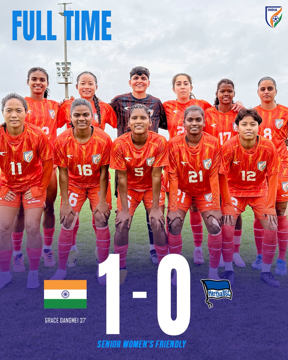 🇮🇳 The Indian senior women’s team beat German side Hertha BSC Frauen 🇩🇪 in a friendly match in Antalya today 🤝

#BlueTigresses #IndianFootball ⚽️