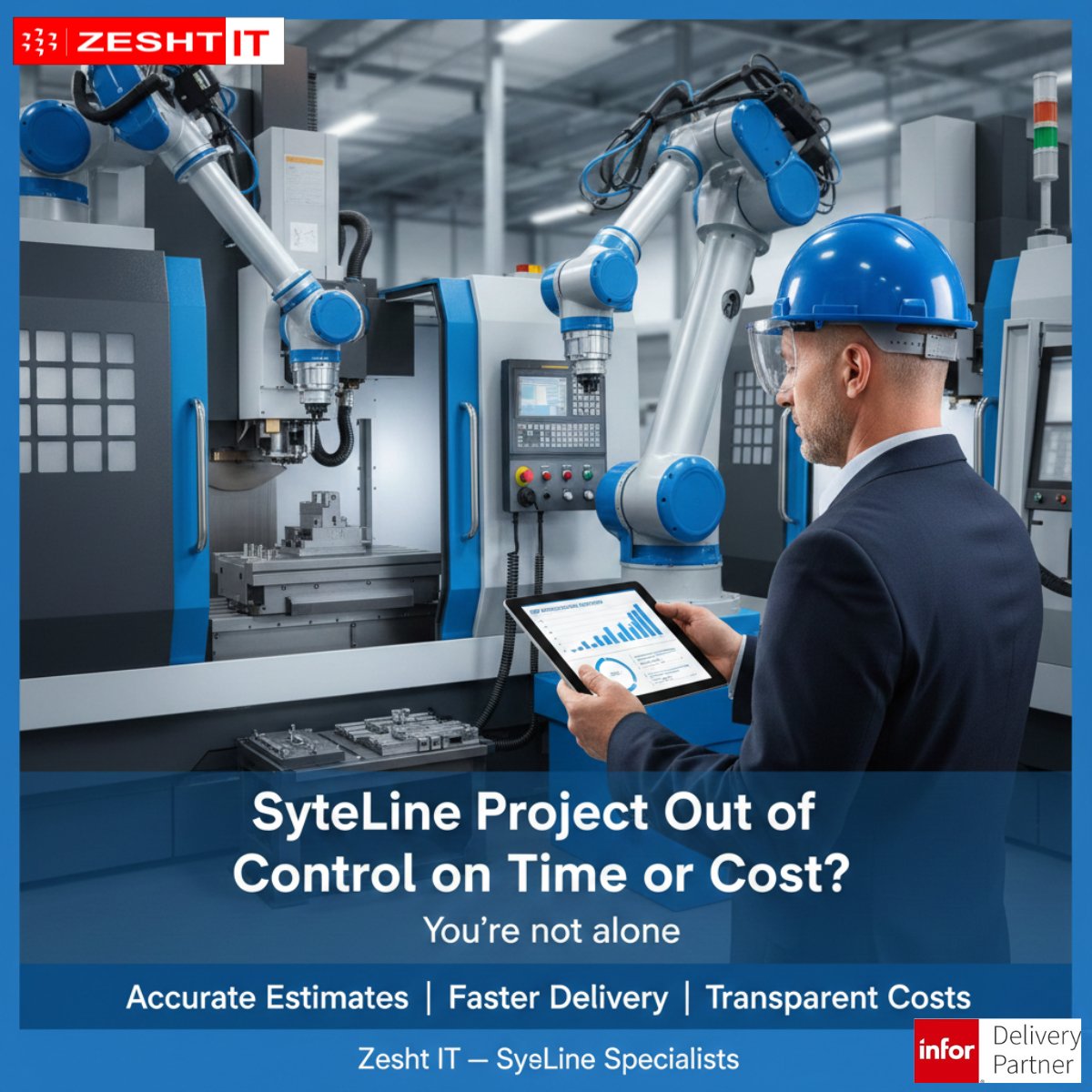 Zesht_IT's tweet photo. SyteLine project running over time or budget? You’re not alone.
Zesht IT helps manufacturers regain control with accurate estimates, faster delivery, and transparent pricing.
10+ years. 100% SyteLine focus.
#InforSyteLine #CloudSuiteIndustrial #ERP #ManufacturingIT #ZeshtIT https://t.co/iKqmVcAMU2