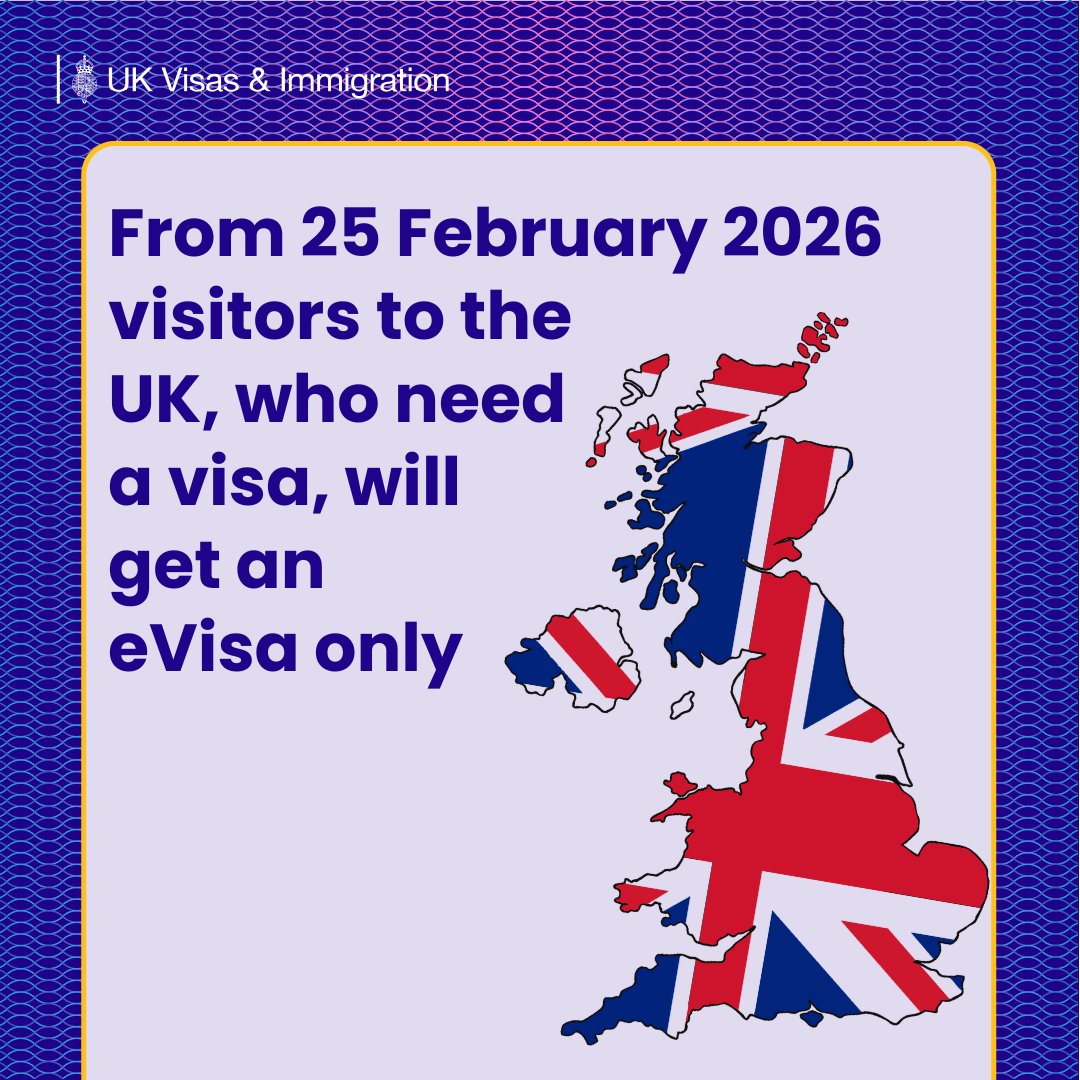 UKinMontenegro's tweet photo. Digitalizujemo naš imigracioni sistem. 

Od 25. februara 2026, posjetioci 🇬🇧 kojima je potrebna viza će dobiti samo eVizu. Ove eVize će zamijeniti naljepnice u pasošima.

Više detalja na https://t.co/Oh0tbCeJzR https://t.co/D8CDaAGFx3