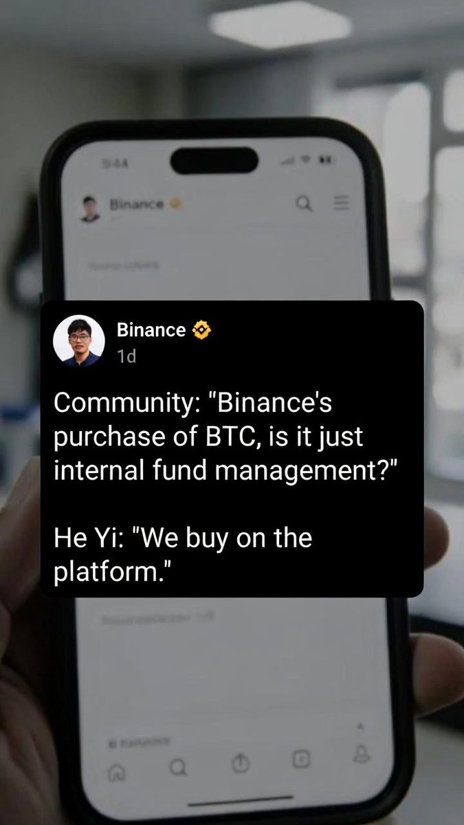 kasimkommi's tweet photo. He Yi responded to the claim that "Binance's purchase of $BTC is only internal fund management" and that it did not receive coins from external addresses, saying, "Binance will buy within the Binance platform." https://t.co/YOGdyBJ399