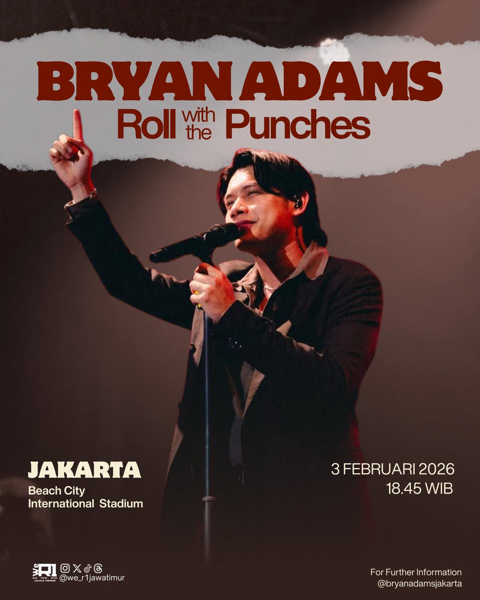 we_r1jawatimur's tweet photo. A historic moment! 🤩
@.ronyparulian__ opens for @bryanadams at Roll With The Punches Jakarta!
So proud of Rony &amp; WeR1—sharing the stage with his legend idol 🥹🔥

Good luck, Ron!

#ROnUpdate #RonyParulian #BryanAdams #RollWithThePunches https://t.co/zbk8Eja1c6