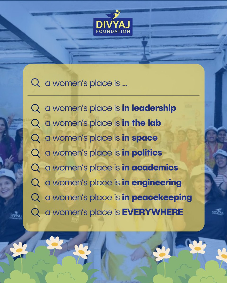 A woman’s place is not limited by labels, roles, or expectations.
It is in leadership and learning. In science and space. In classrooms, communities, and corridors of change.

At Divyaj Foundation, we believe in creating opportunities where women can rise, lead, innovate, and
