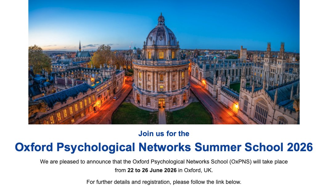 Thrilled to announce the Oxford Psychological Networks Summer School (OxPNS)!

This is the first-ever psychological network analysis workshop in the UK, to be held in magical Oxford from June 22-26, 2026

To apply &amp; for more information, please visit: oxfordpns.com

A🧵