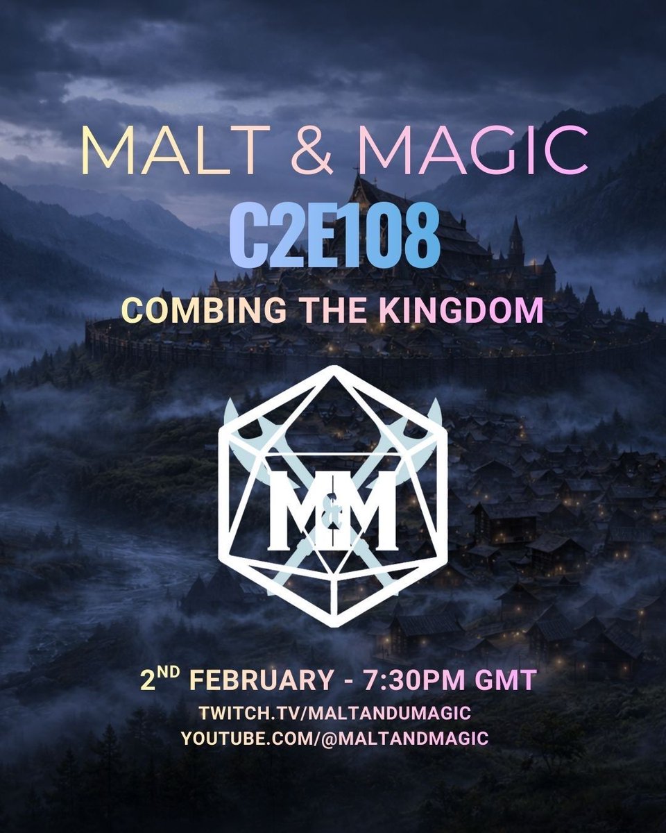 malt_magic's tweet photo. The search for the traitorous Callum and the final codex piece is on! #maltandmagic on #Twitch #youtube #podcast and #patreon
#TTRPG #ActualPlay #DungeonsAndDragons #MaltAndMagic #TabletopGaming #FantasyRoleplay #WorldBuilding https://t.co/wxZGOG7prO