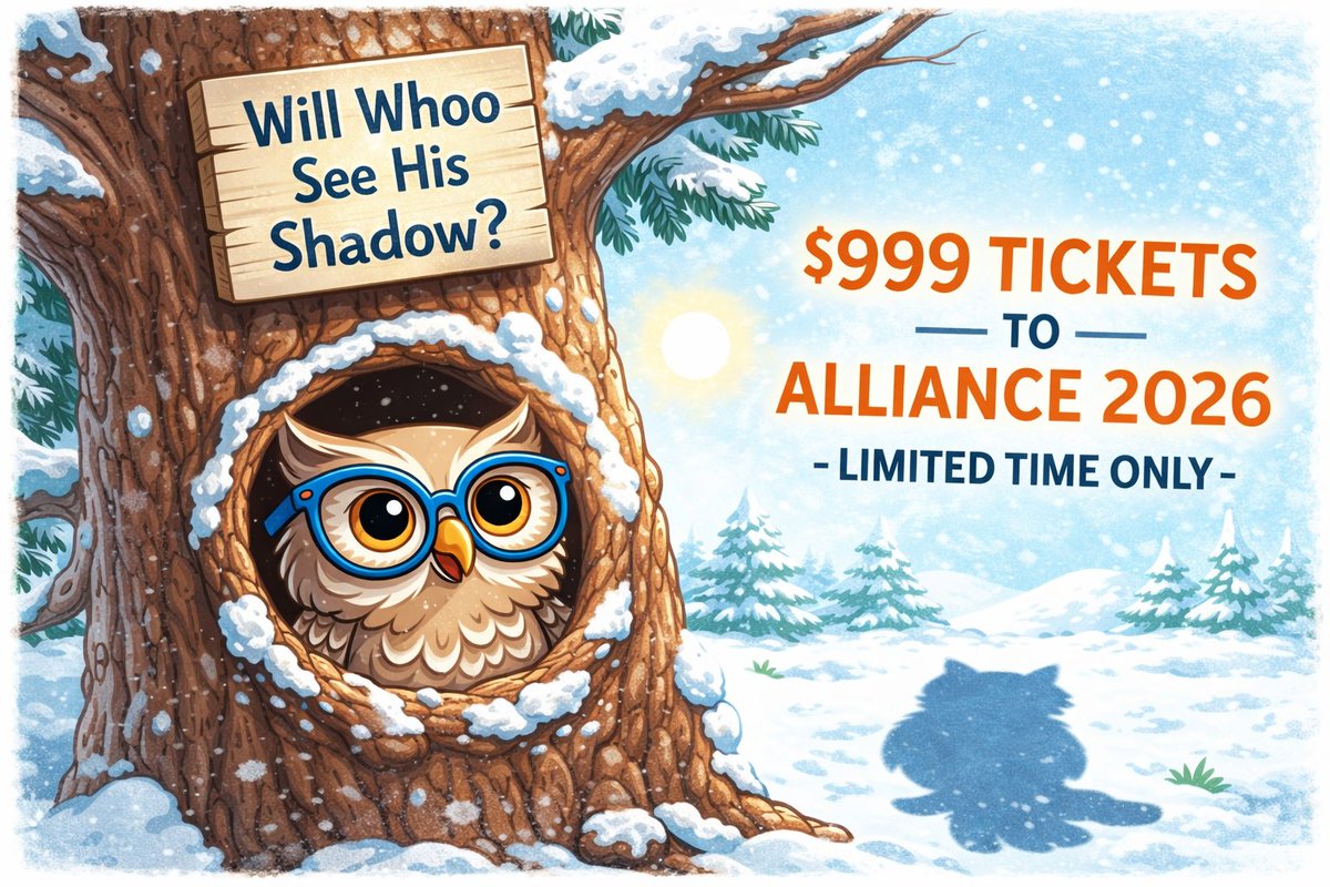 🦉 Groundhog Day Flash Sale!

Not registered for yet? Snag your spot for $999 and enjoy 30% off workshops too—just enter A26GHD.
Already registered? Add a workshop and save 30%—today only! Use code A26GHD.

Register: alliance-conference.com/a26-attend/att…
Upgrade Now: alliance-conference.com/a26-attend/att…