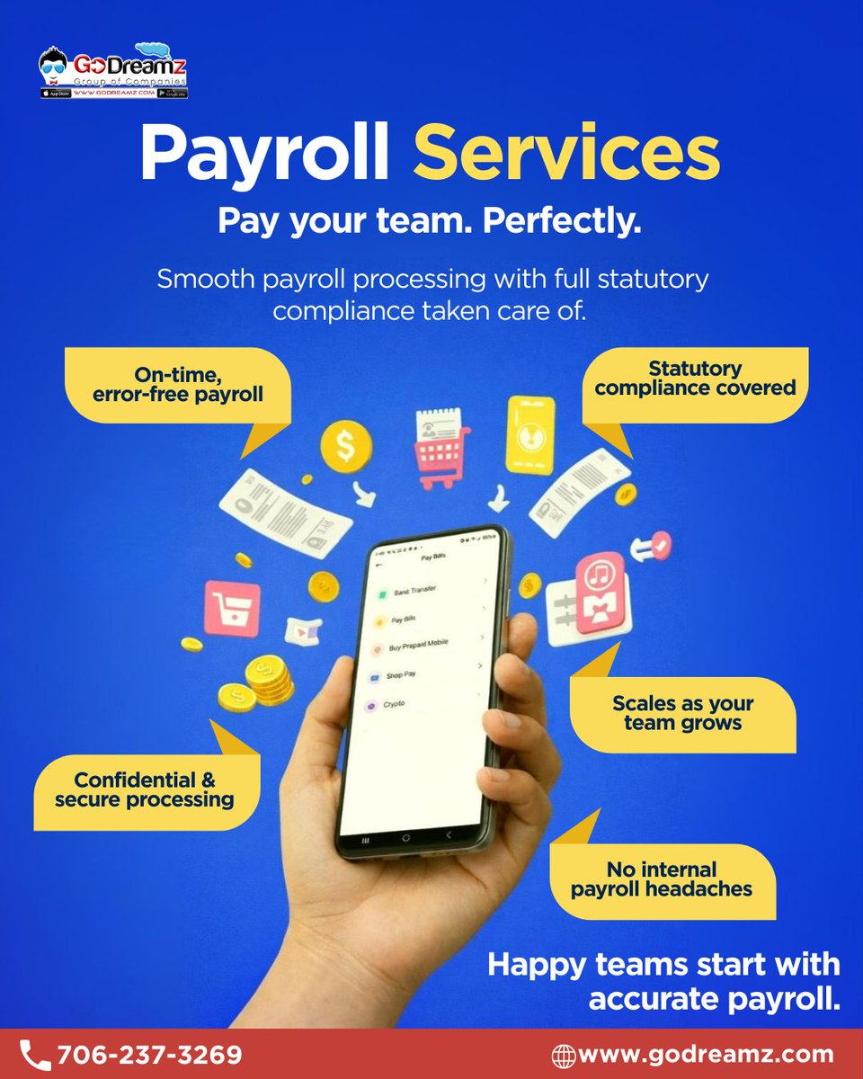 Payroll isn’t just a process — it’s a promise to your team.
When salaries are accurate, timely, and compliant, trust stays strong and operations stay smooth.

📞 706-237-3269 | 🌐 godreamz.com