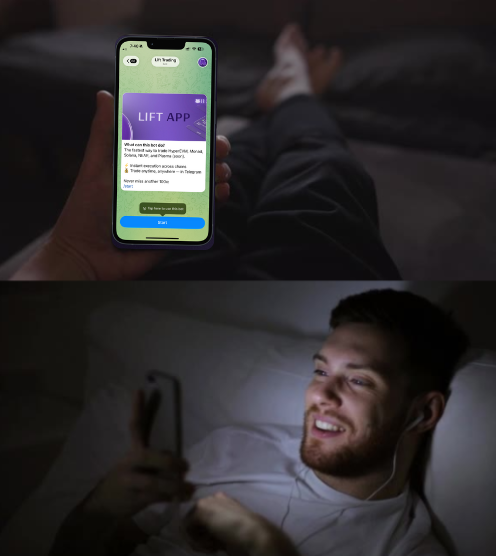 alarm goes off. it's Monday. but you don't want to get out of bed.

pull out your phone,
open telegram,
make your trade.

this is why we are building Lift.

waitlist open 🐙