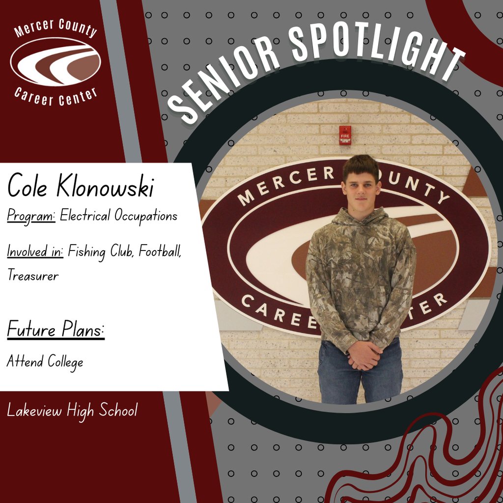 MercerCCC's tweet photo. Meet Cole Klonowski, one of our dedicated seniors in Electrical Occupations! From wiring and circuitry to safety practices and troubleshooting, Cole has developed strong technical skills and a solid understanding of the electrical trade. https://t.co/N90FaTUgQH