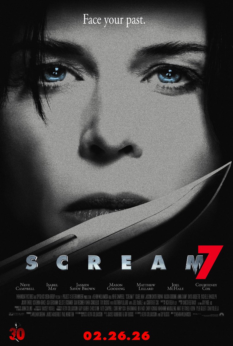 Fandango's tweet photo. #Scream7 tickets are on sale February 9! 

Be one of the first to see it at a special Opening Night Fan Event on Thurs., 2/26 at 6PM and get this exclusive collector’s print! While supplies last. At participating theatres. 

#Scream7 - Only in theatres February 27. https://t.co/OpxVrc4ivB