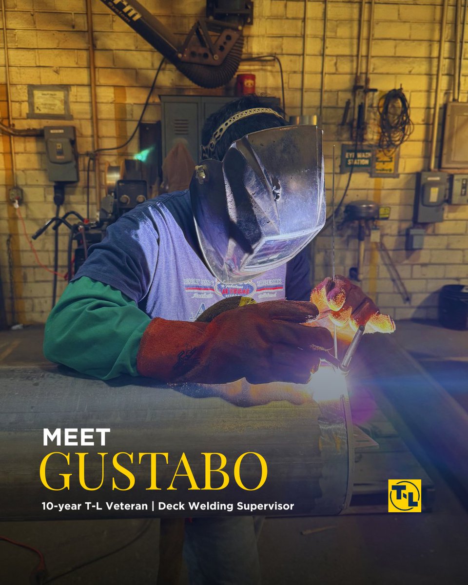 Celebrating Gustabo Vazquez, a 10-year T-L veteran whose experience, versatility, and positive attitude make an impact every day. As a deck welding supervisor and true jack of all trades, Gustabo is a valued part of the T-L team.