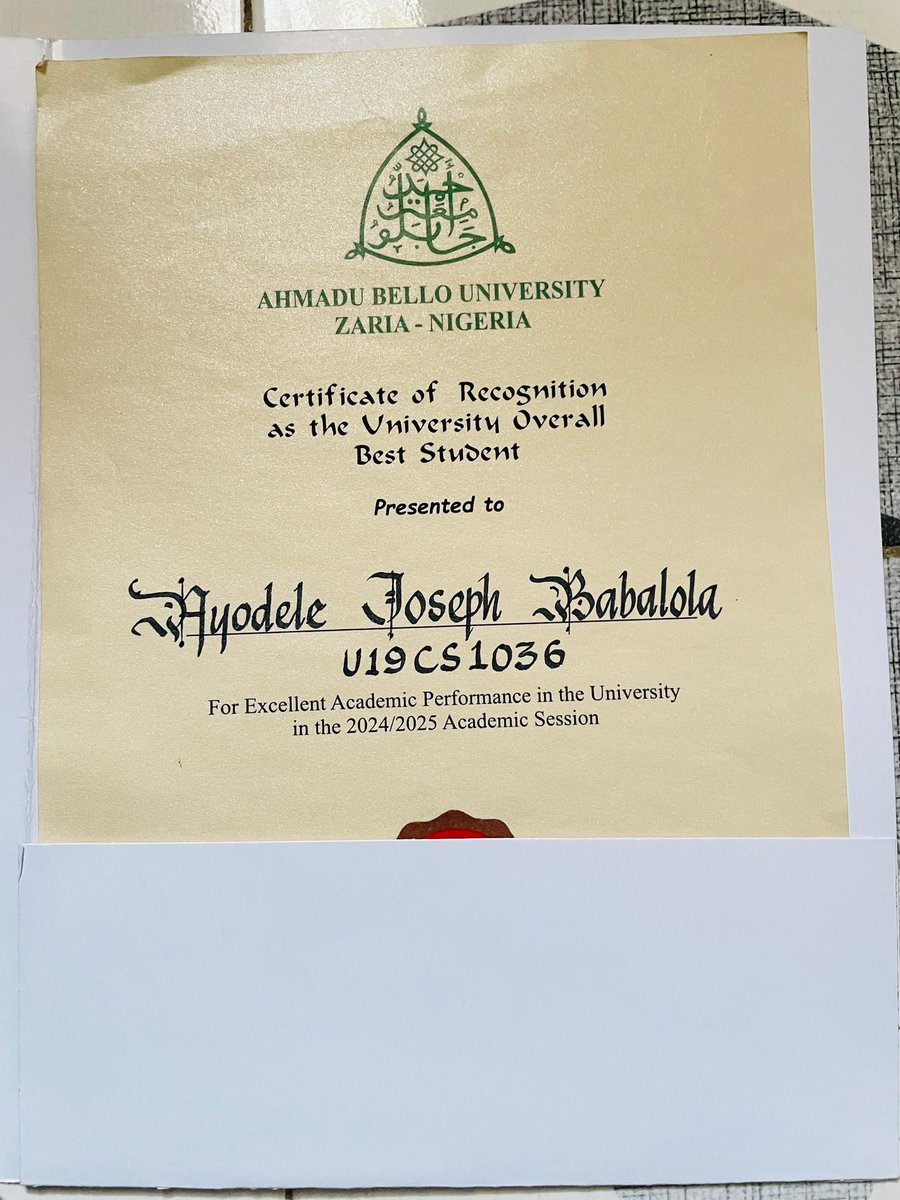 JoeAyoBabs's tweet image. Grateful to be awarded Overall Best Graduating Student, ABU Zaria (BSc. Computer Science) 🎓  CGPA - 4.92.
Thankful to God, my family, lecturers, mentors, friends and coursemates who made this possible.
#ABUConvocation2026 
#ABU45thConvocation
#OverallBestGraduatingStudent
#ABU