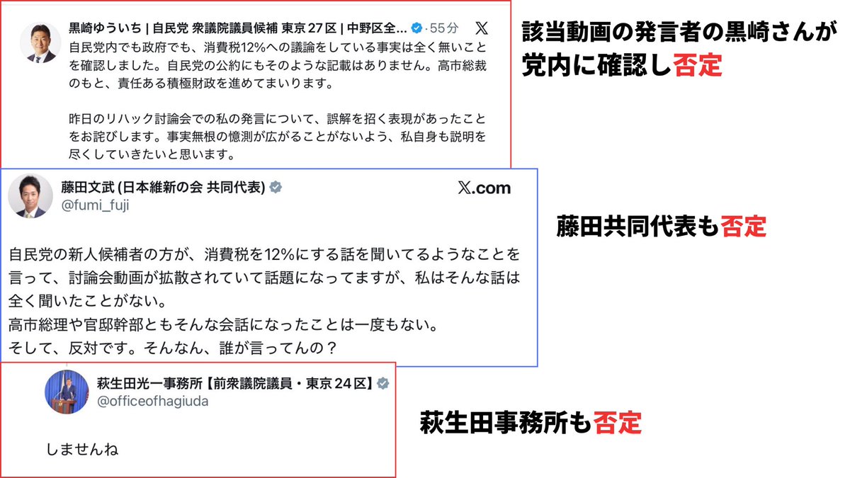 atsu_eno's tweet photo. @Sin_nippon #拡散希望
デマの拡散防止にご協力ください。
消費税12%は完全にデマです。
訂正に使用できる画像を貼っておきますので、自由にお使いください。
よろしくお願いいたします。 https://t.co/1mGOulx2Dy