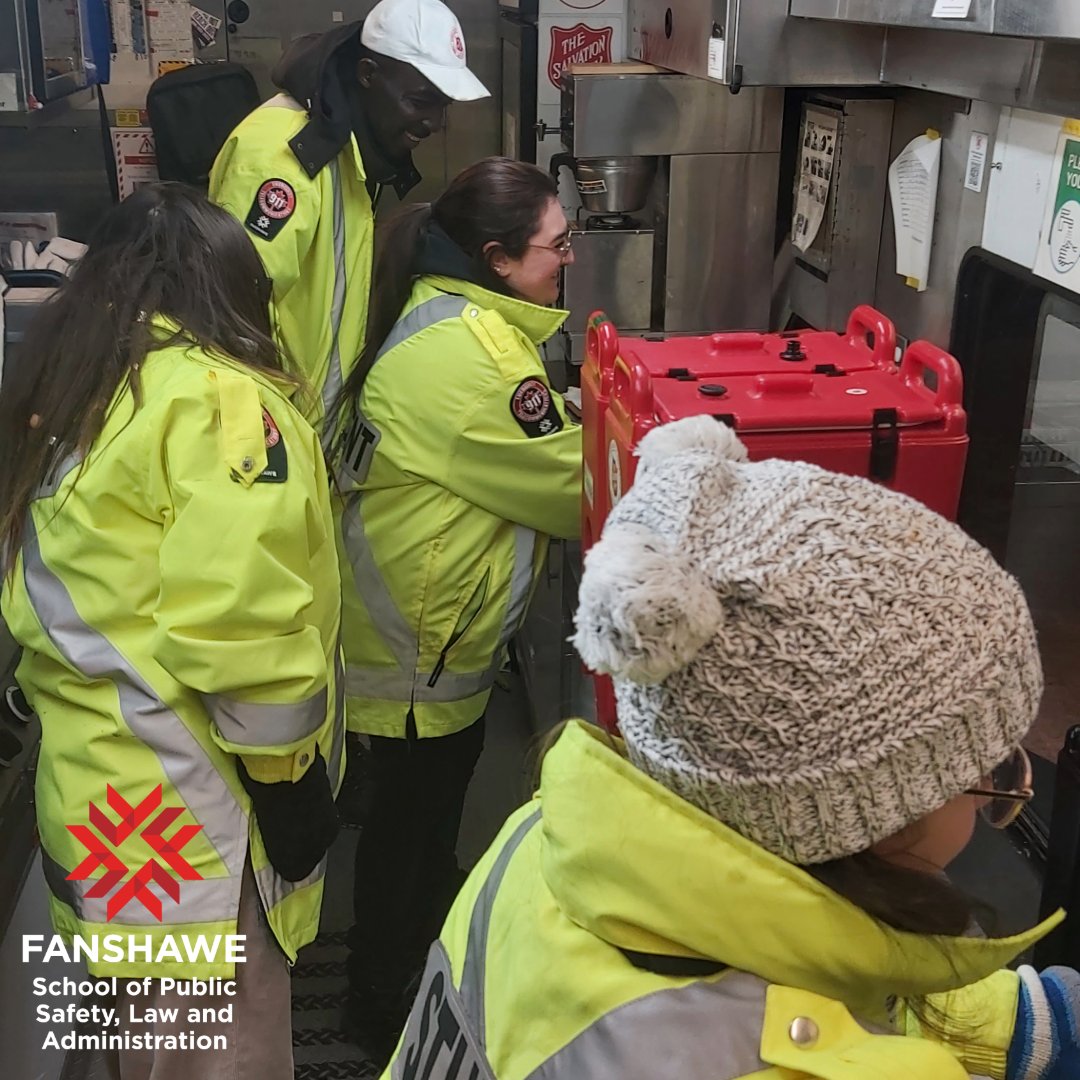 FanshaweSoPS's tweet photo. 911 &amp; Public Safety Communications students support local warming spot for members of our community experiencing homelessness alongside The Salvation Army this past Saturday night. We're grateful for meaningful community partnerships like this one, thank you to The Salvation Army https://t.co/kTxYeU4svg
