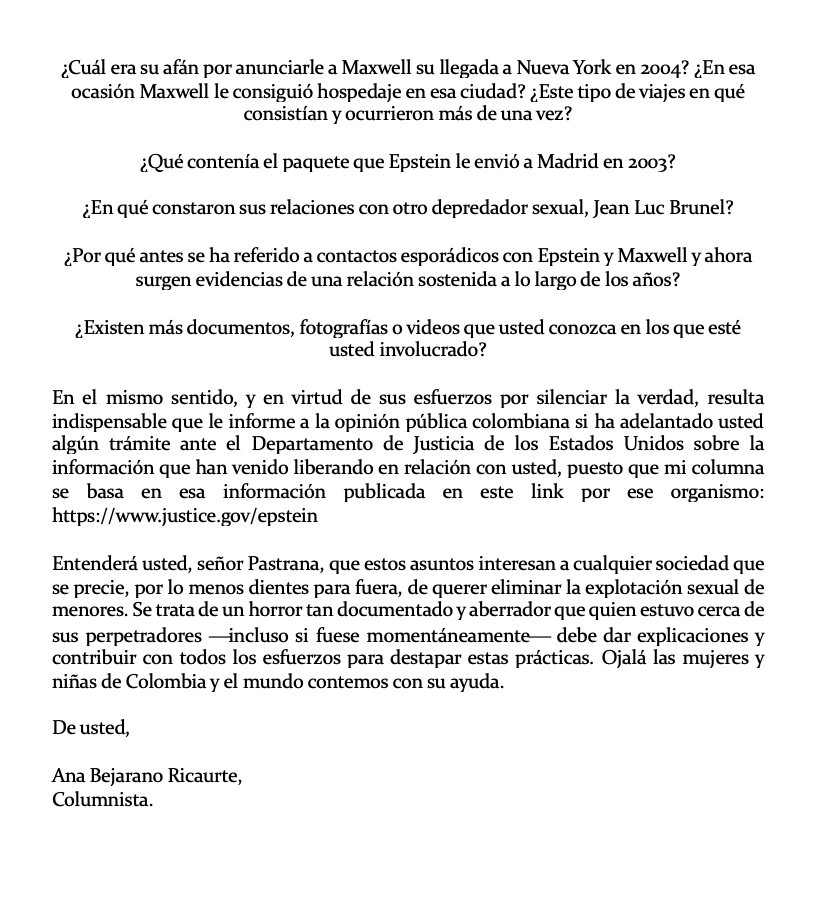No, señor <a href="/AndresPastrana_/">Andrés Pastrana A</a>. Quien debe dar explicaciones es usted. Acá mi respuesta en la cual rechazo su intento intimidatorio. No rectificaré, ni me silenciarán sus amenazas. La violencia contra niñas y mujeres es un asunto de interés público.