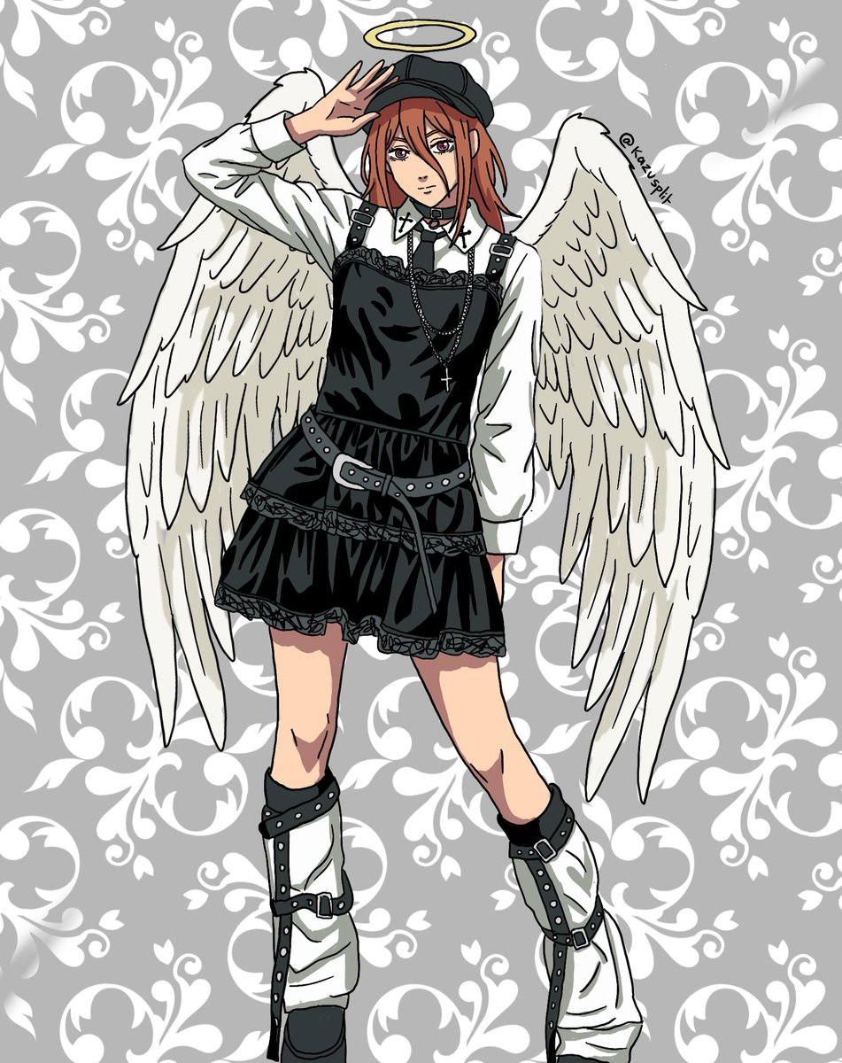 kazusplit's tweet photo. He is such a fashionable man 
#angeldevil #天使の悪魔 #akiangel #chainsawman #fanart #chainsawmanfanart https://t.co/e76KXeoFOV