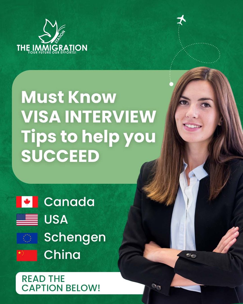 stations_uae's tweet image. 𝐌𝐮𝐬𝐭-𝐊𝐧𝐨𝐰 𝐕𝐢𝐬𝐚 𝐈𝐧𝐭𝐞𝐫𝐯𝐢𝐞𝐰 𝐓𝐢𝐩𝐬 𝐭𝐨 𝐇𝐞𝐥𝐩 𝐘𝐨𝐮 𝐒𝐮𝐜𝐜𝐞𝐞𝐝 ✈️
A visa interview is a crucial step in your journey abroad. Proper preparation, confidence, and clear documentation can significantly improve your chances of approval. 
#VisaInterviewTips