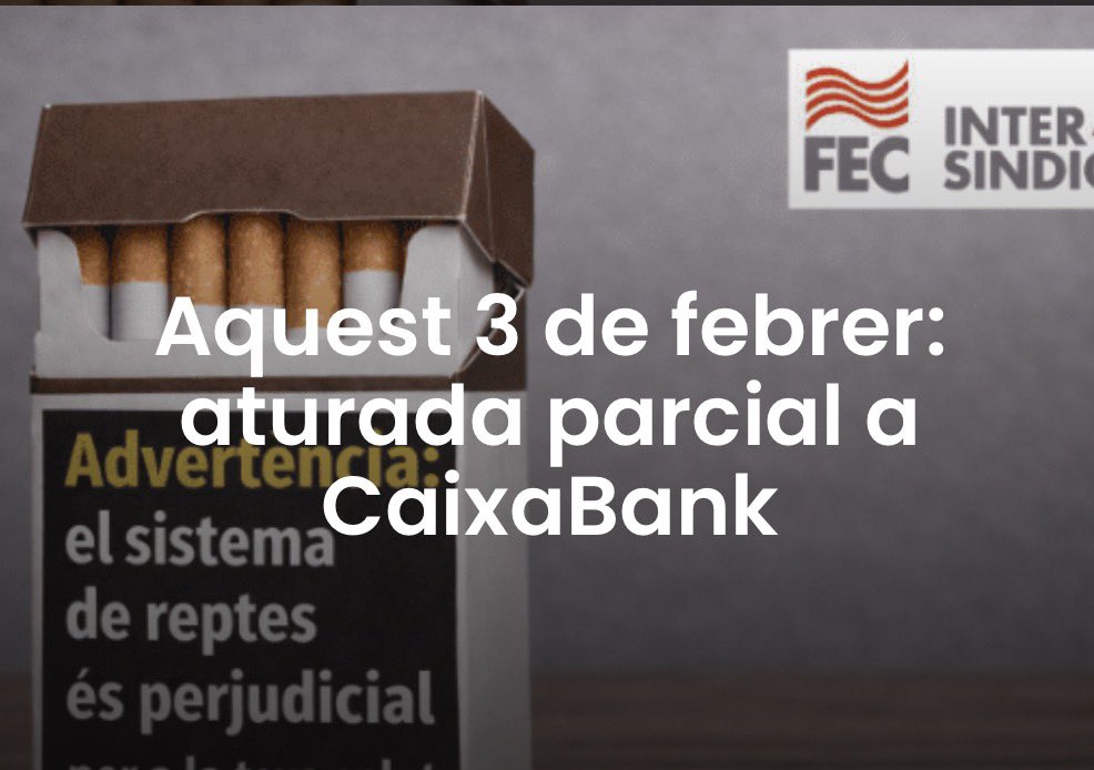 La FEC i La Intersindical ens adherim a l’aturada parcial del dimarts 3 de febrer de 2026. L’aturada tindrà lloc entre les 12 i les 13 h. Advertim que el sistema de retribució variable és perjudicial per a la salut de la plantilla!
laintersindical.cat/aturada-parcia…