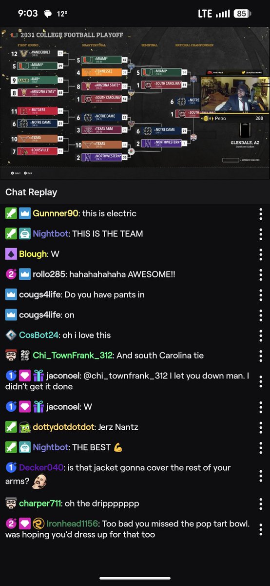 JERZNetwork's tweet image. Nobody on twitch has a 30 user online dynasty in CFB 26 where the streamer commentates the games...

And wears a suit for the NATIONAL CHAMPIONSHIP 🏆.

What a stream yesterday.