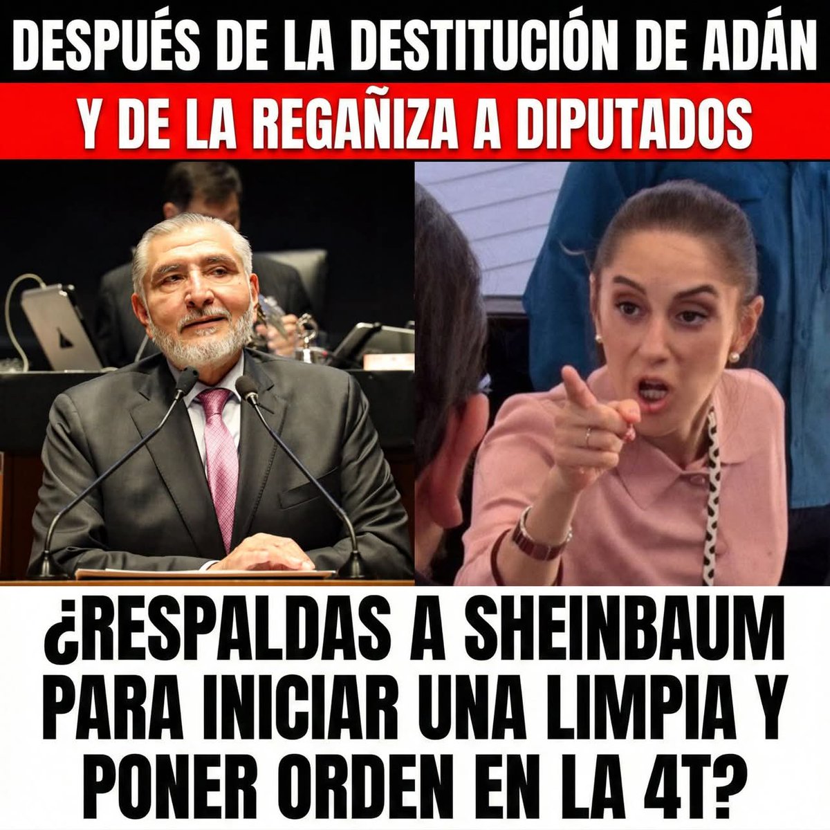 ATENCIÓN PUEBLO 👏🔥
Hoy la presidenta dio un regañadón público a los diputados de Baja California por algo muy claro: no están cerca del pueblo, no hacen territorio y se olvidaron para quién trabajan.

A esto se suma que Adán Augusto fue destituido como coordinador de los
