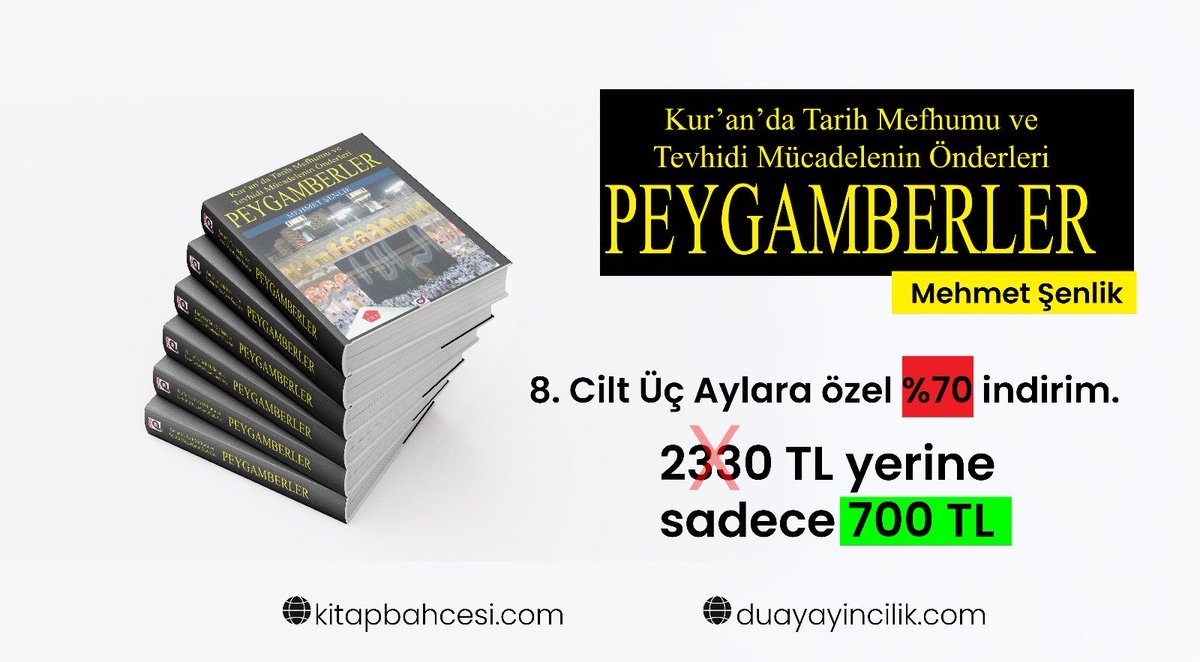 📚 BÜYÜK ÇEKİLİŞ | 8 CİLT PEYGAMBERLER SERİSİ HEDİYE! 🎁

Kur’an’da Tarih Mefhumu ve Tevhidi Mücadelenin Önderleri
PEYGAMBERLER – Mehmet Şenlik

📌 Üç aylara özel %70 indirim kampanyamız ile 5 kişiye 8 ciltlik Peygamberler serisini HEDİYE ediyoruz!

🎯 Çekilişe katılmak çok