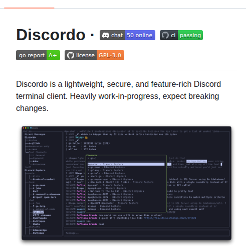 Discord terminal client in Go https://t.co/dwE7BcEpjv